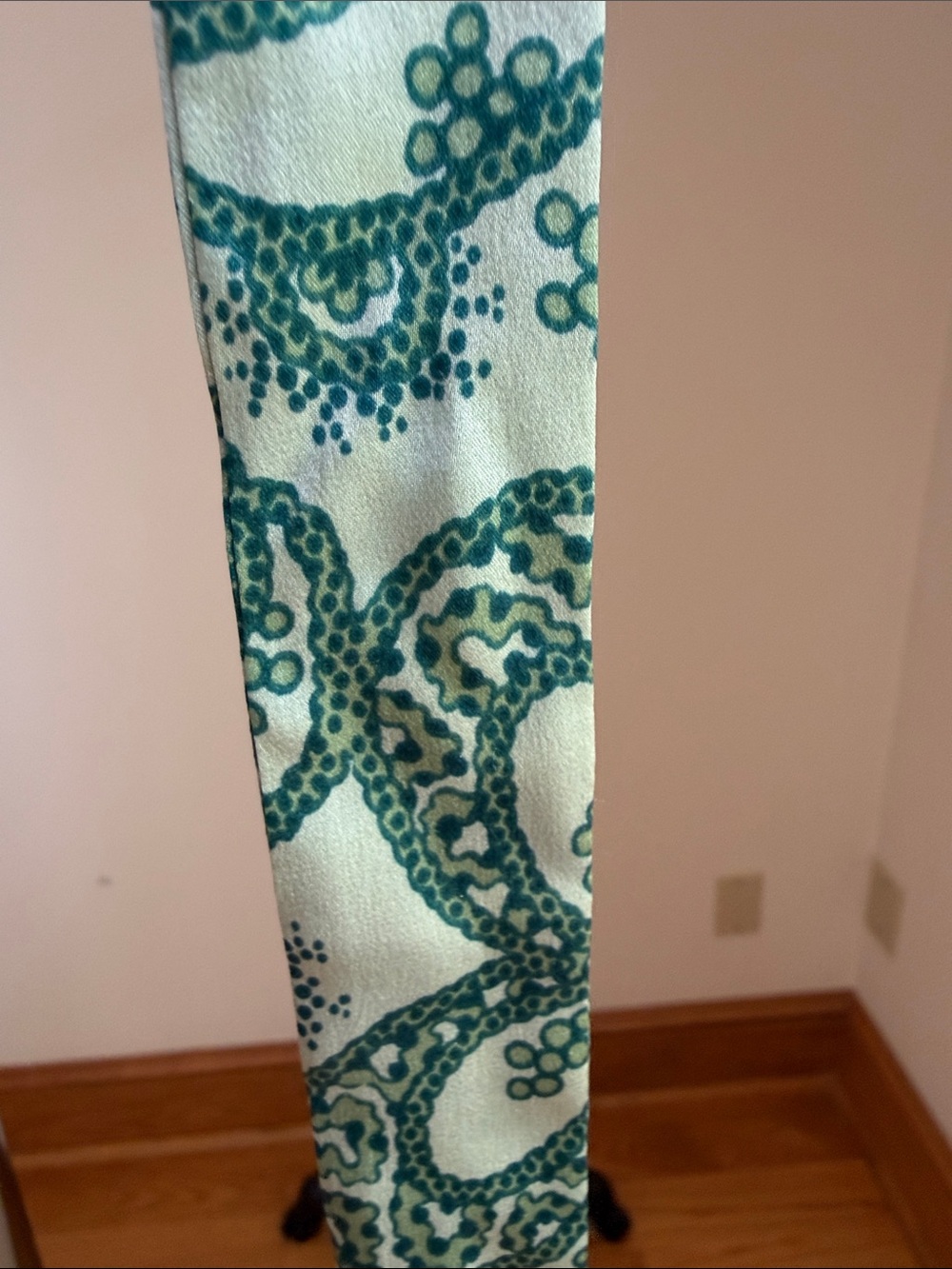 Skinny Silk Scarf Trio -DeepTeal, GreenPaisley & Pink/lime solid - Picture 2 of 4